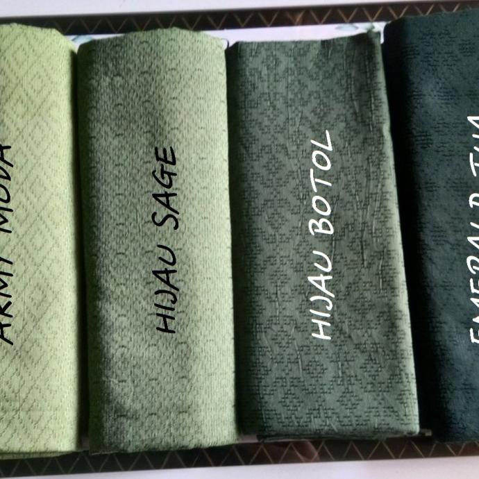 kain dobby polos warna armi hijau sage hijau botol emerald