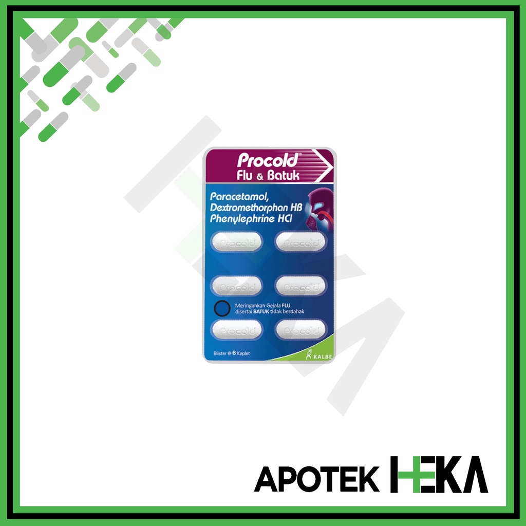 Procold Flu &amp; Batuk Strip 6 Kaplet Obat Flu Batuk Tidak Berdahak Biru (SEMARANG)