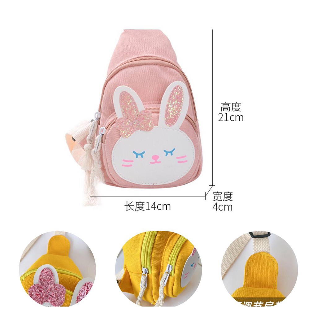 Tas Selempang Anak Perempuan Cewek Resleting Gambar Bunny Import CB008