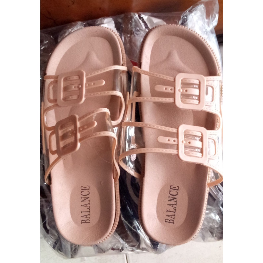 sandal selop jelly balace 1604-48 SIZE 37-40 Sandal wanita ban dua transparan terbaru