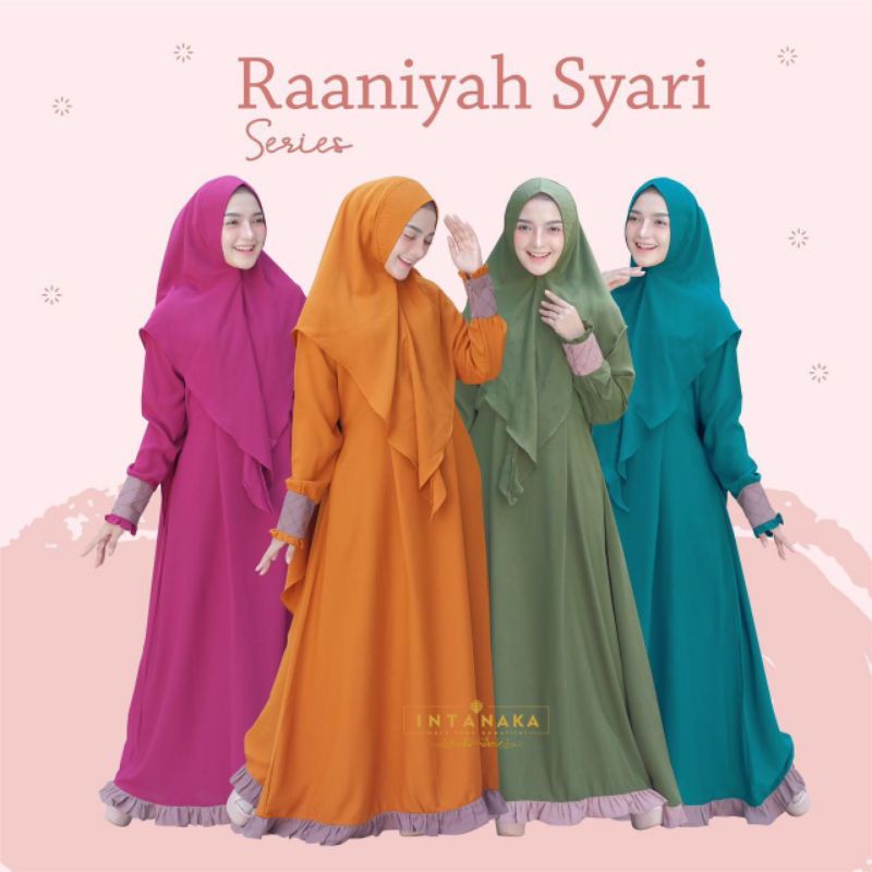 Gamis Syari Terbaru Gamis Polos Raania Syari Set Jilbab LD 105 Panjang 140