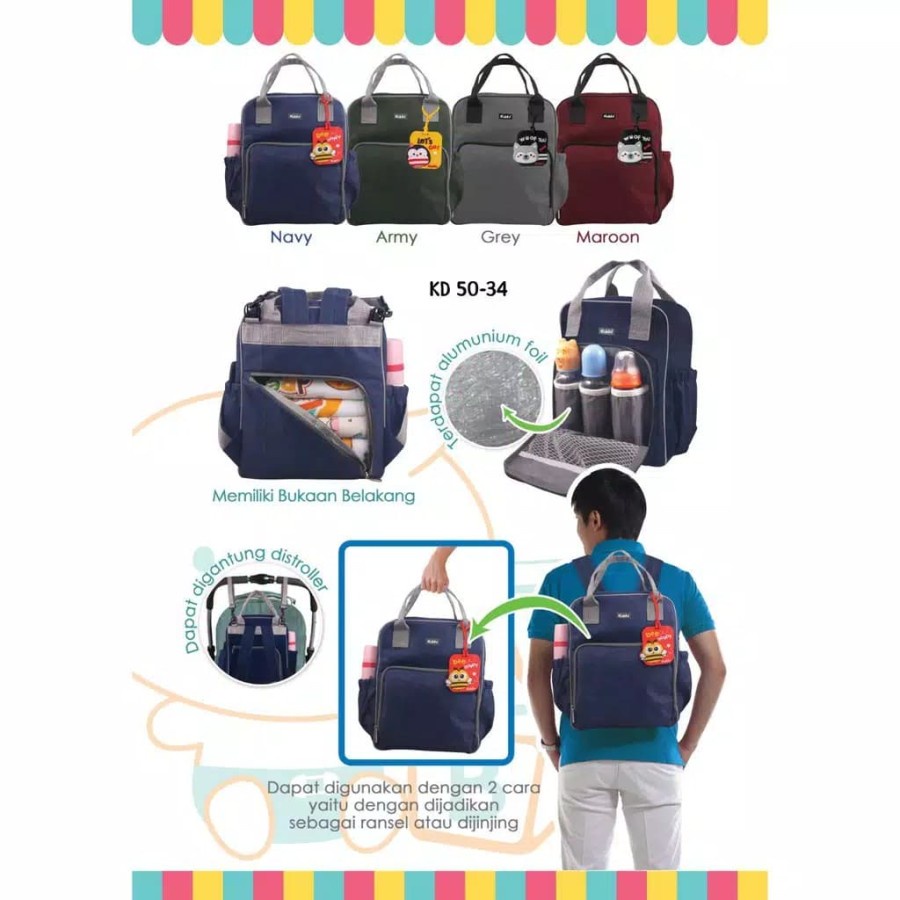 Kiddy Archie Diaper Bag-5043 / Tas kiddy Ransel Backpack baby 2in1 kd 50-34