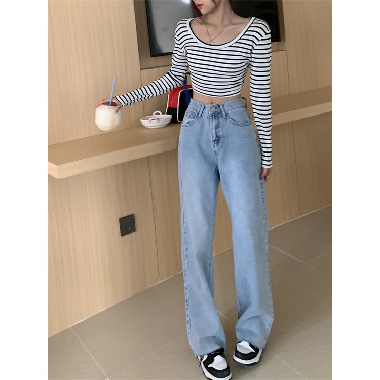 Jens Wanita /Wanita Korea Style Retro Jeans Loose Celana High Waist