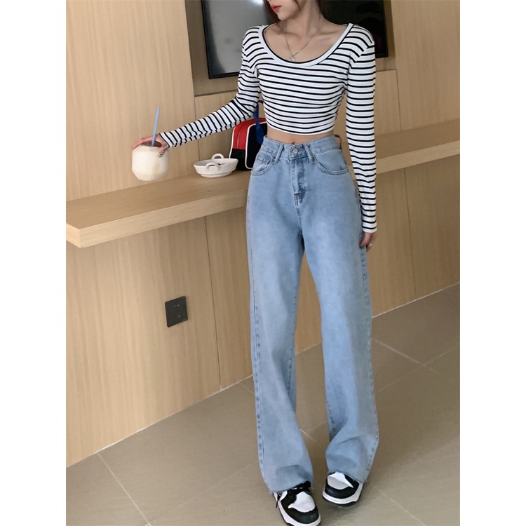 Jens Wanita /Wanita Korea Style Retro Jeans Loose Celana High Waist