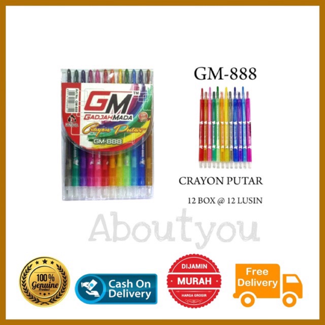 

Promo MURAH krayon / crayon set putar GM 12 warna