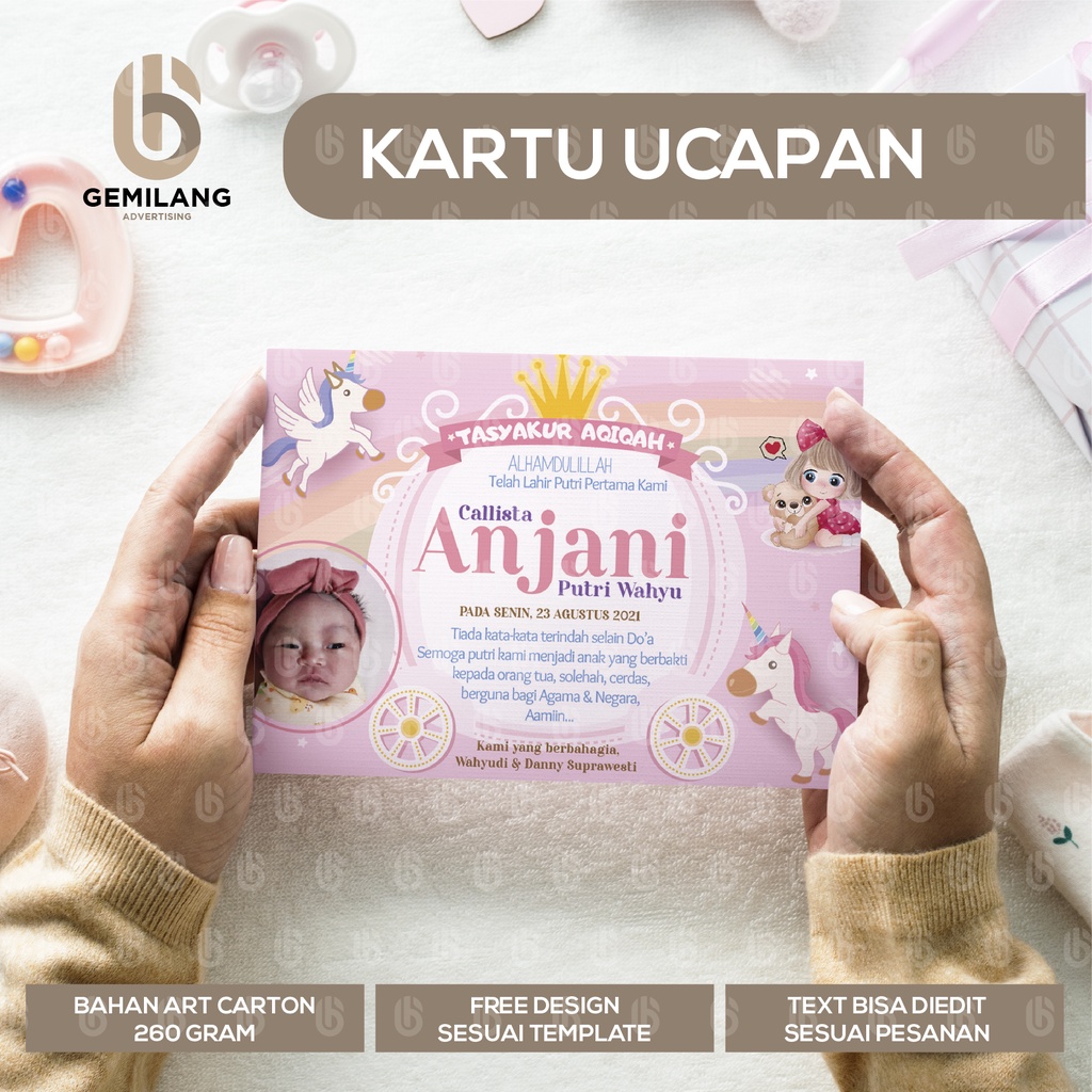 KARTU UCAPAN AQIQAH / 4 BULANAN / 7 BULANAN / KARTU UCAPAN SELAMETAN / KARTU TASYAKUR