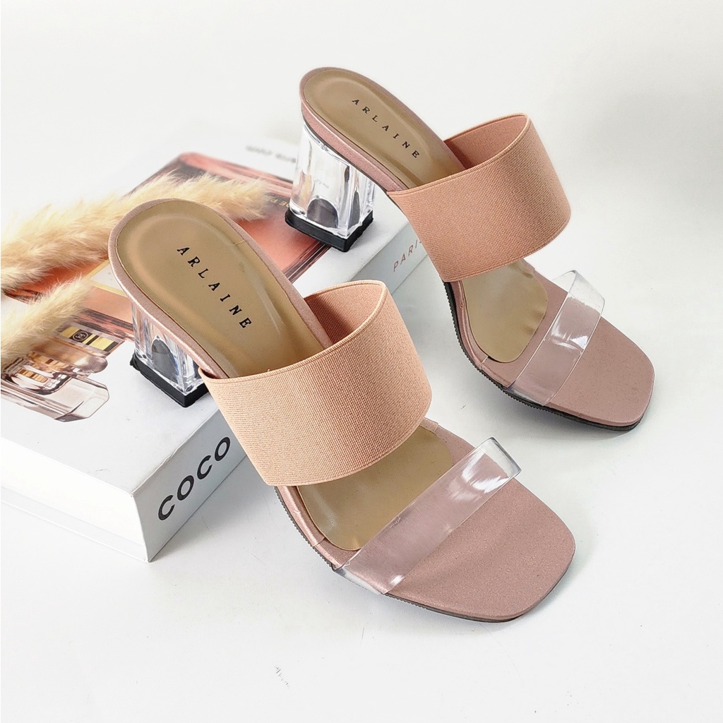 Arlaine - Giani Sandal Heels Wanita/ Heels Kaca / Heels 7cm / Heels Karet Jelly Wanita