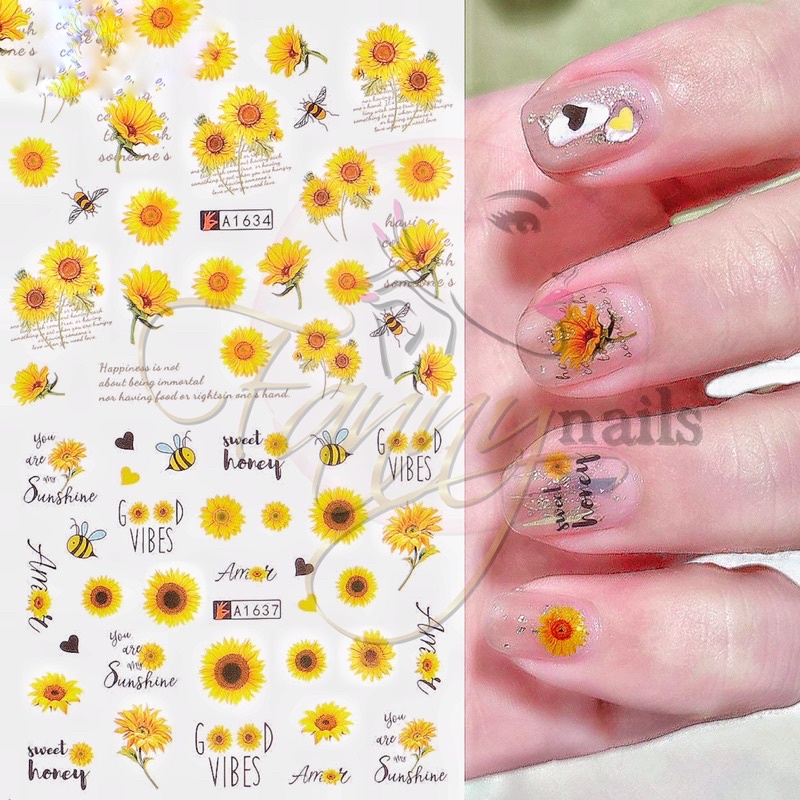 STIKER STICKER WATER DECAL SUNFLOWER STIKER KUKU BUNGA MATAHARI SUMMER NAILS STIKER RENDAM AIR NAIL ART SUN FLOWER