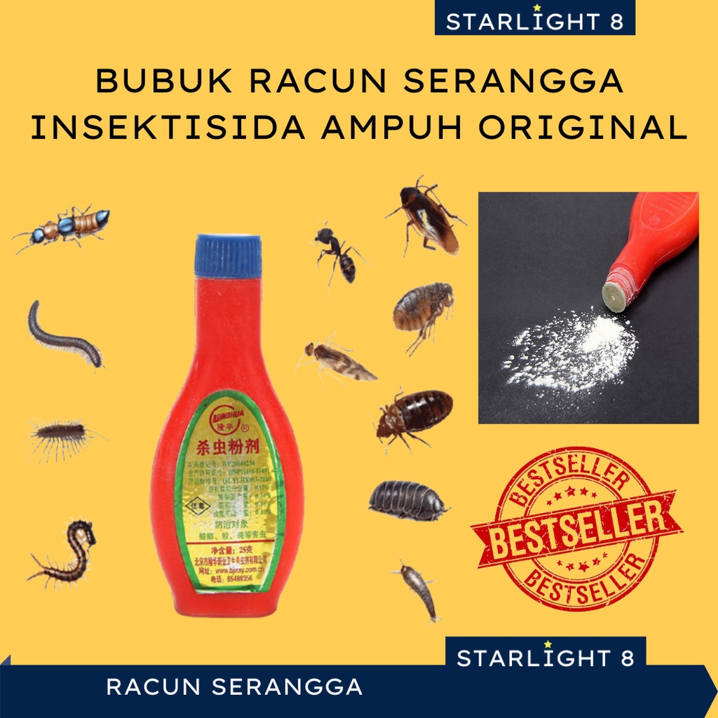 Bubuk Racun Pembasmi Serangga Kecoa Lipan Kelabang Insektisida Paling Ampuh Original