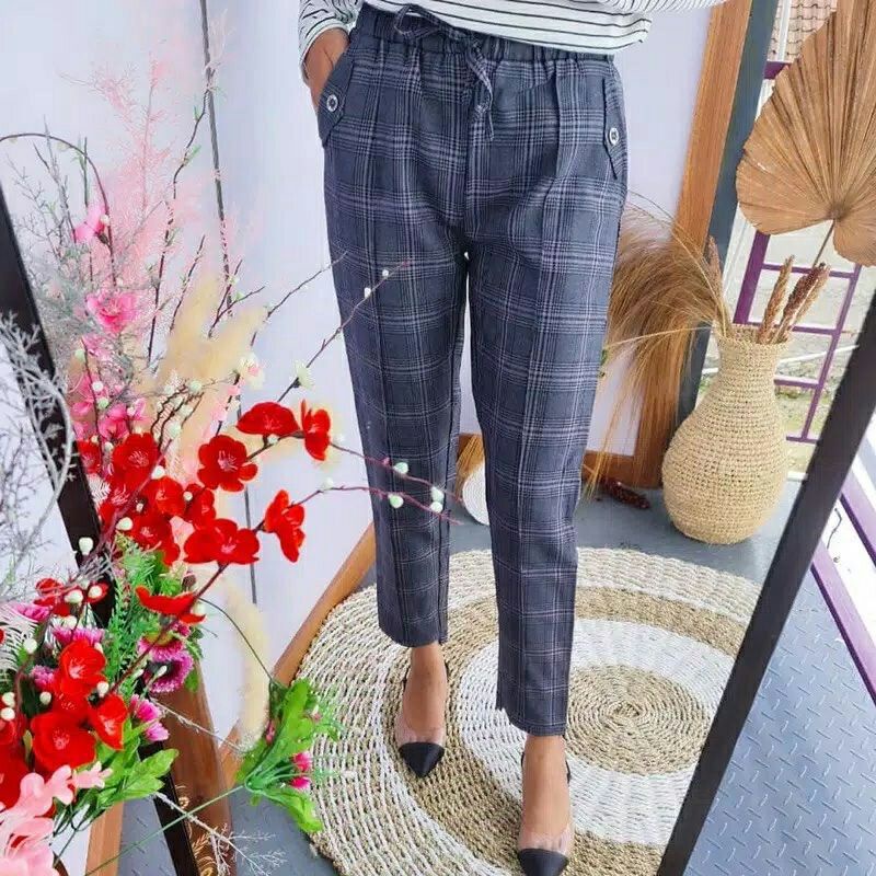 TARTAN PANTS - CELANA TARTAN MOTIF KOTAK WANITA - BAGGY PANTS MOTIF KEKINIAN / BAGGY PANTS KOTAK