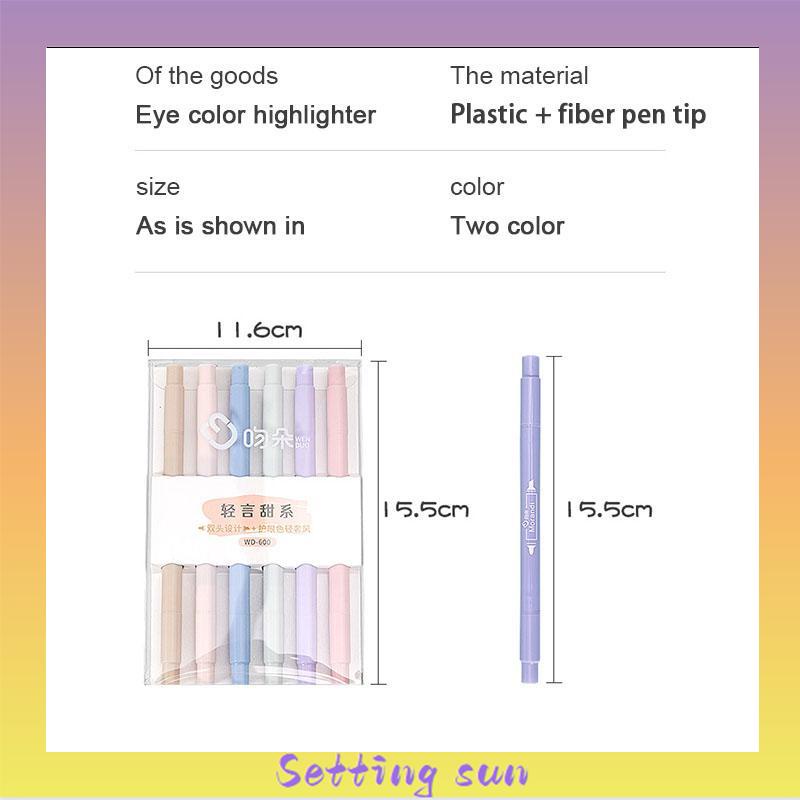 6PCS Spidol Highlighter Dua Sisi Ujung Lembut TN
