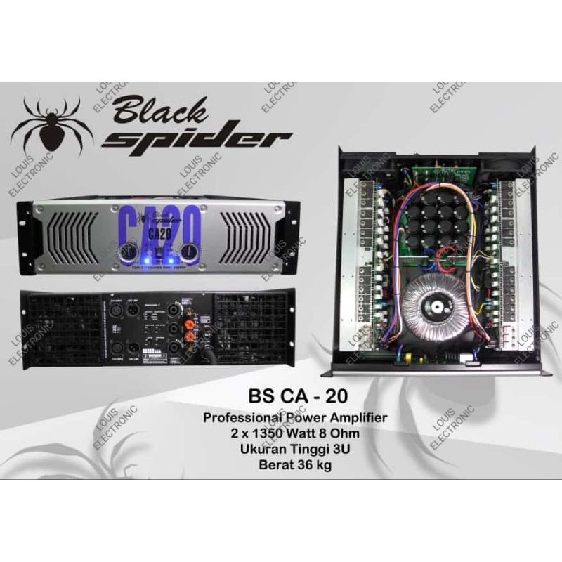 Professional Power Amplifier BLACK SPIDER BS CA20 CA 20 CA-20 ORIGINAL