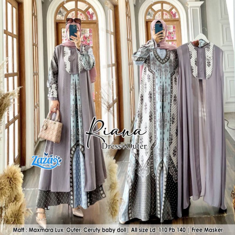 Riana Original Mudra Hijab Zaza hijab Dan Outher Gamis Maxmara Lux Combi Ceruty baby doll