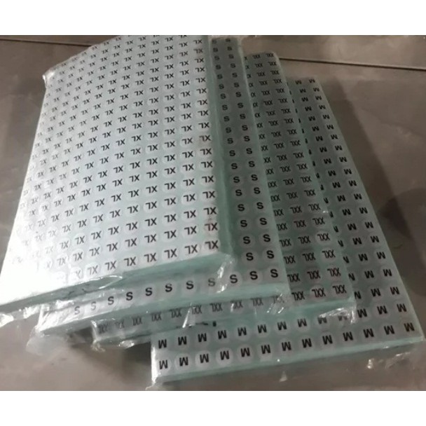 

Kertas tempelan Sticker Size Baju Sticker Ukuran Baju S M L XL XXL XXXL