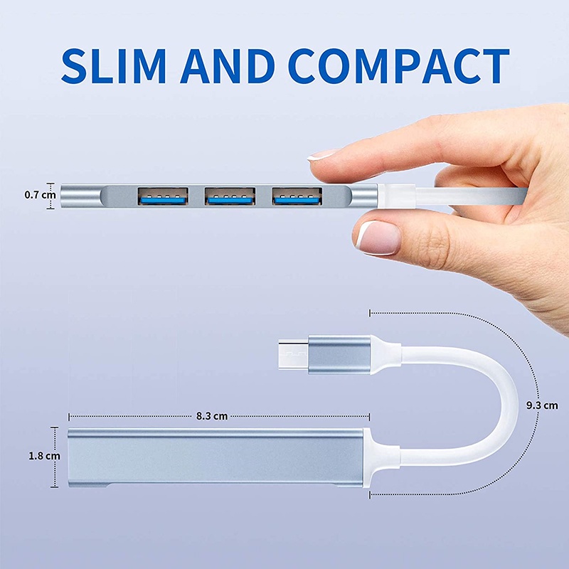 Hub Splitter 4 Port Usb 3.0 Otg Tipe C 3.1 Untuk Laptop / Pc / Komputer Pro Air13.3