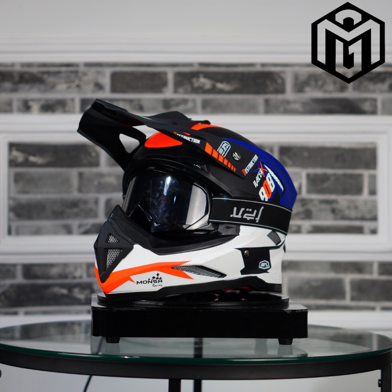 HELM CROSS MOTOR TRAIL  JPN MONSA SNI PREMIUM MOTIF DESTRUCTION 808