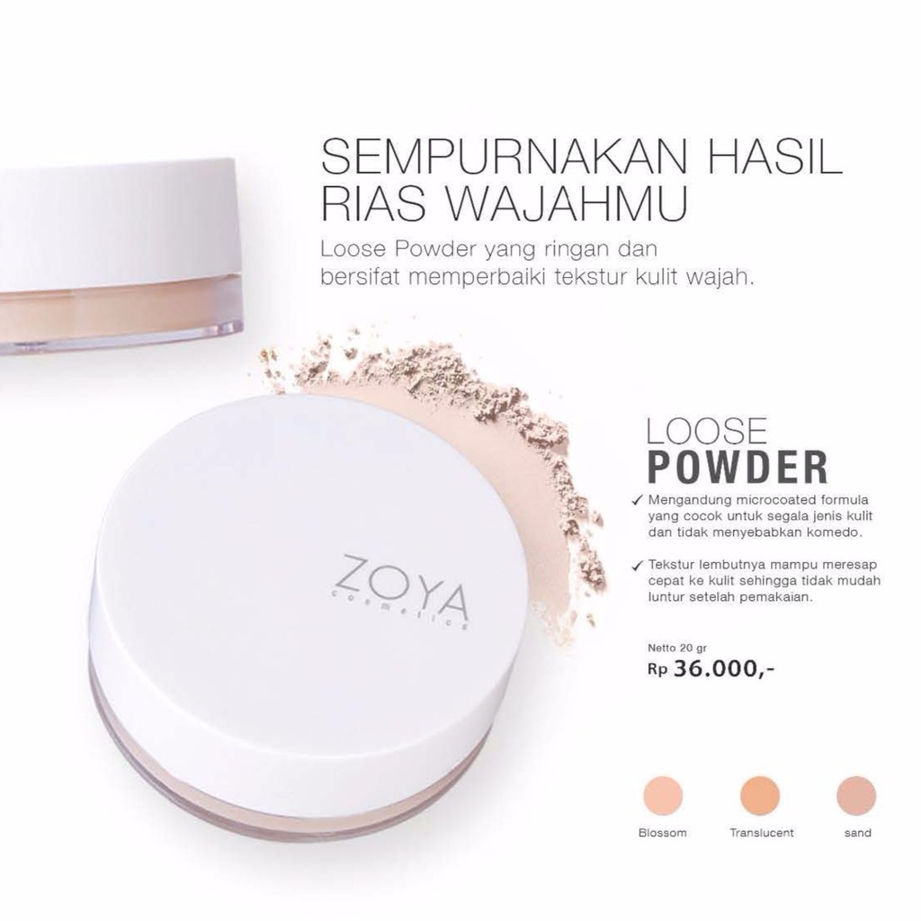 Natural White Loose Powder Zoya Cosmetics (Bedak Tabur)