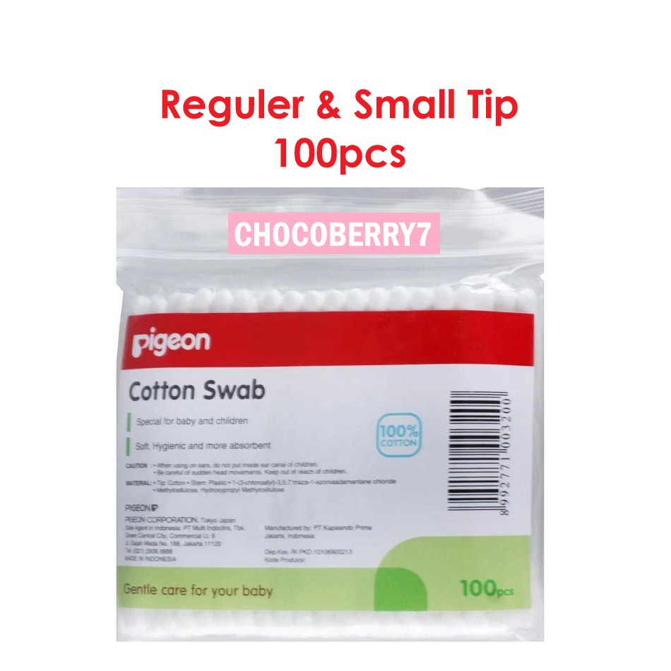 Pigeon Cotton Swab isi 100 pcs - Reguler Small Tip / Cotton Bud / CottonBud Pembersih Telinga Bayi