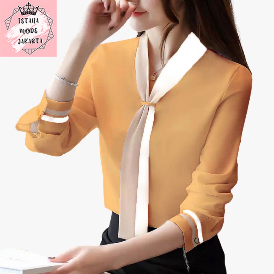 ISTANA MODE JAKARTA Elina baju atasan wanita terbaru blouse korean style blouse wanita lengan panjang-2