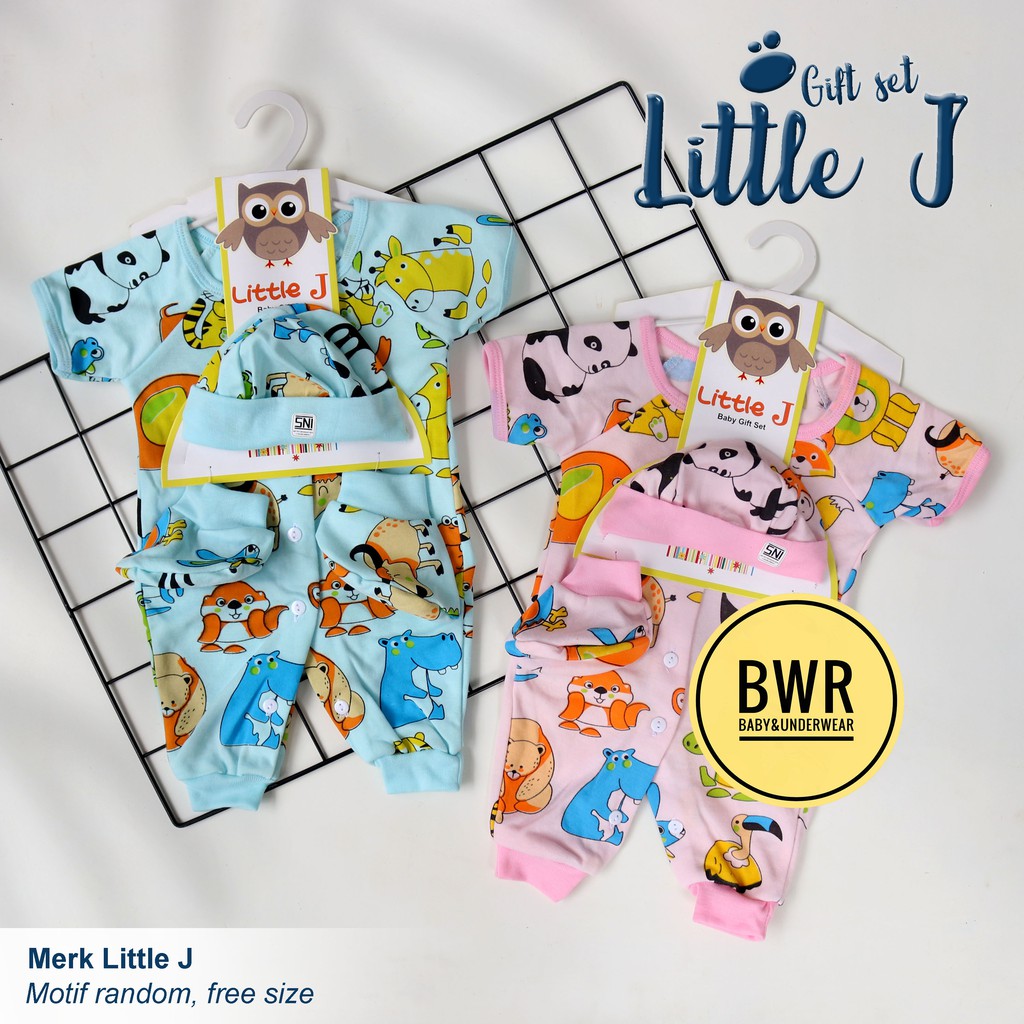 Setelan Anak LITTLE J | Setelan Jumper Kodok + Topi + Kaos kaki Motif Lucu Random || Bwr IX