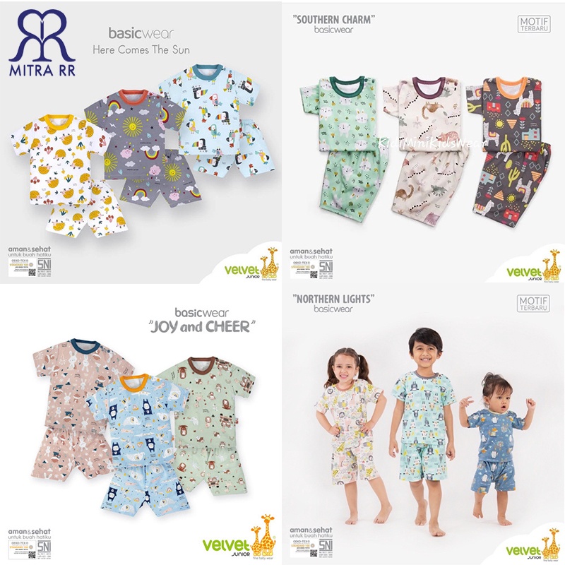 [TERBARU] Velvet Junior Oblong Pendek Setelan Baju Tidur Anak Stelan Piyama Newborn S M L XL XXL