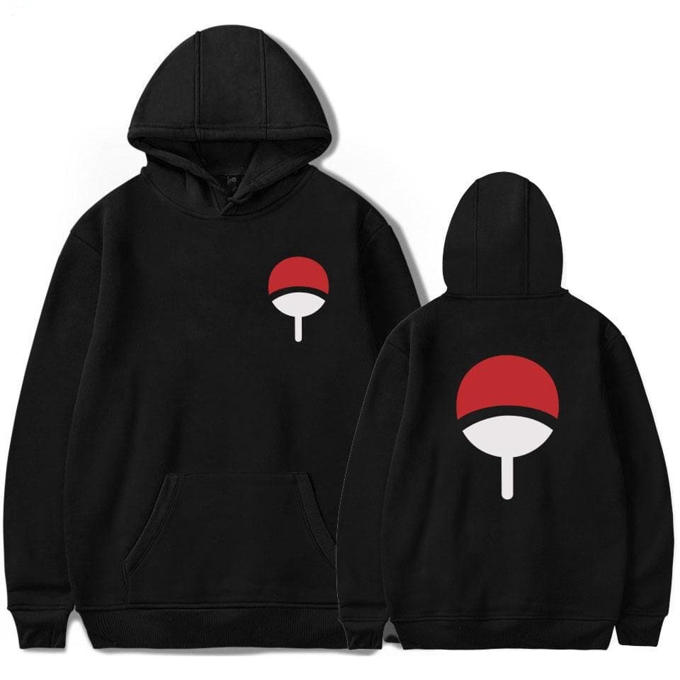 Sweater Hoodie UCHIHA SIMBOL Anime NARUTO Jumper Bahan Fleece Ukuran S M L XL XXL XXXL