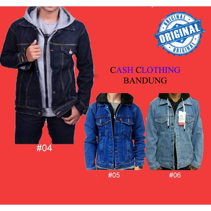 Jaket Pria Calvin Ukuran M fit to L Warna Hitam Me fashion P1I9 Jaket Jeans Jaket Levis Hoodie