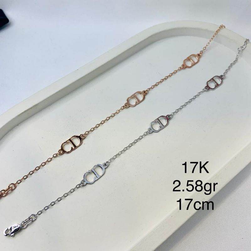 Gelang Rantai Tangan Emas Asli Kadar 750 17K Putih Rose Gold CD Brand