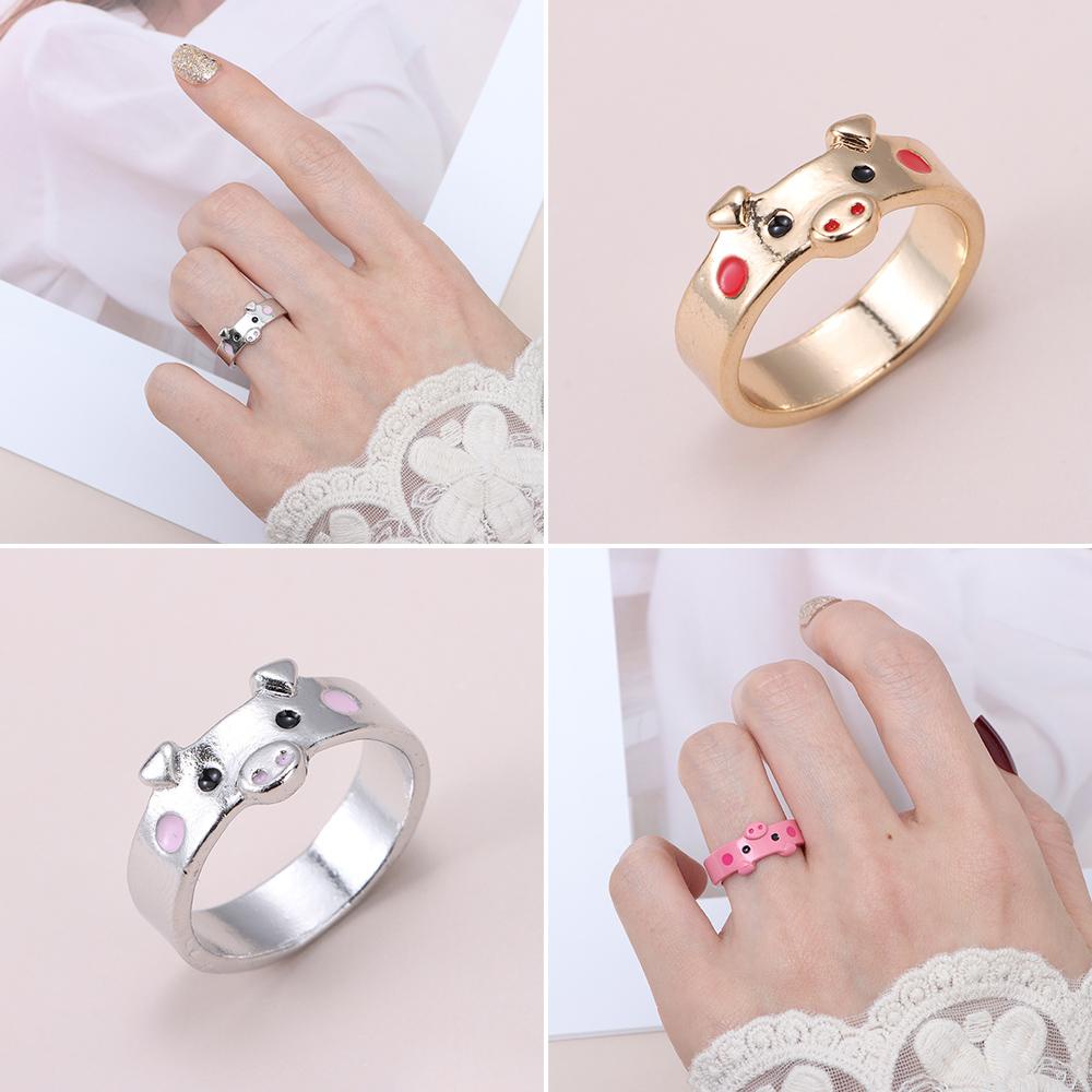 Lily Pig Cincin Wanita Pria Fashion Retro Unisex Vintage Kreatif Hewan