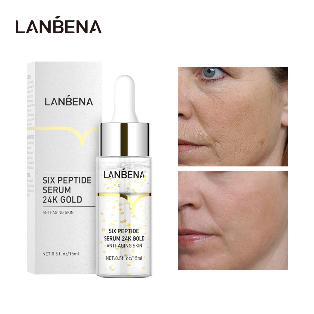 [Ori100%]LANBENA Serum Essence Face Vitamin C Hyaluronic Acid 24K Gold  Peptide Pore Treatment 15ML