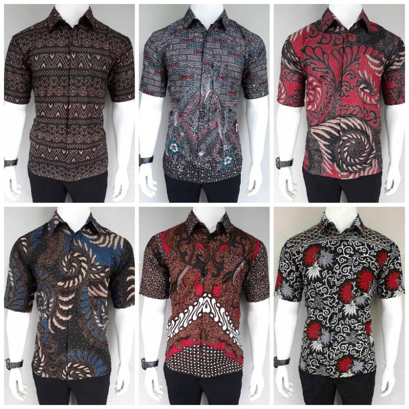 SIZE M L XL XXL XXXL BSWART Batik HRB026 Kenongo Hem Pendek Padi Pekalongan M L XL Batik Pria MURAH