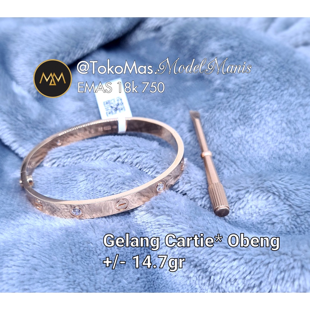 Gelang  italy Obeng emas 750 kadar 18k