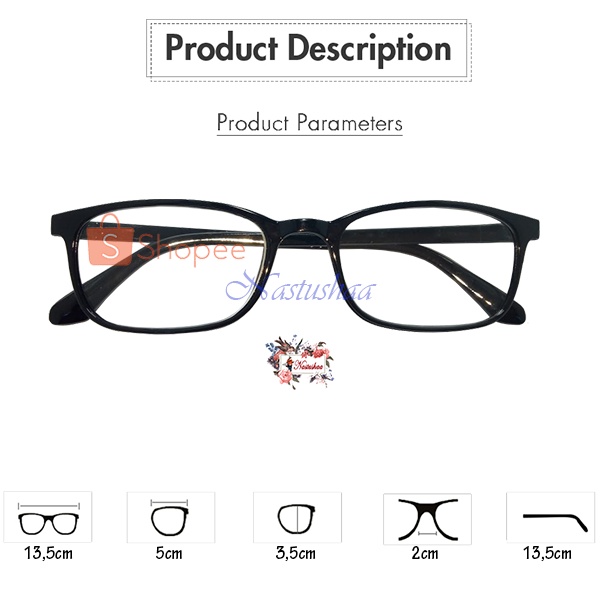 Kacamata Baca Plus Pria Wanita Uk. +0.50 s/d +4.00 Model Persegi Panjang Hitam Rabun Dekat Reading glasses NOCASE