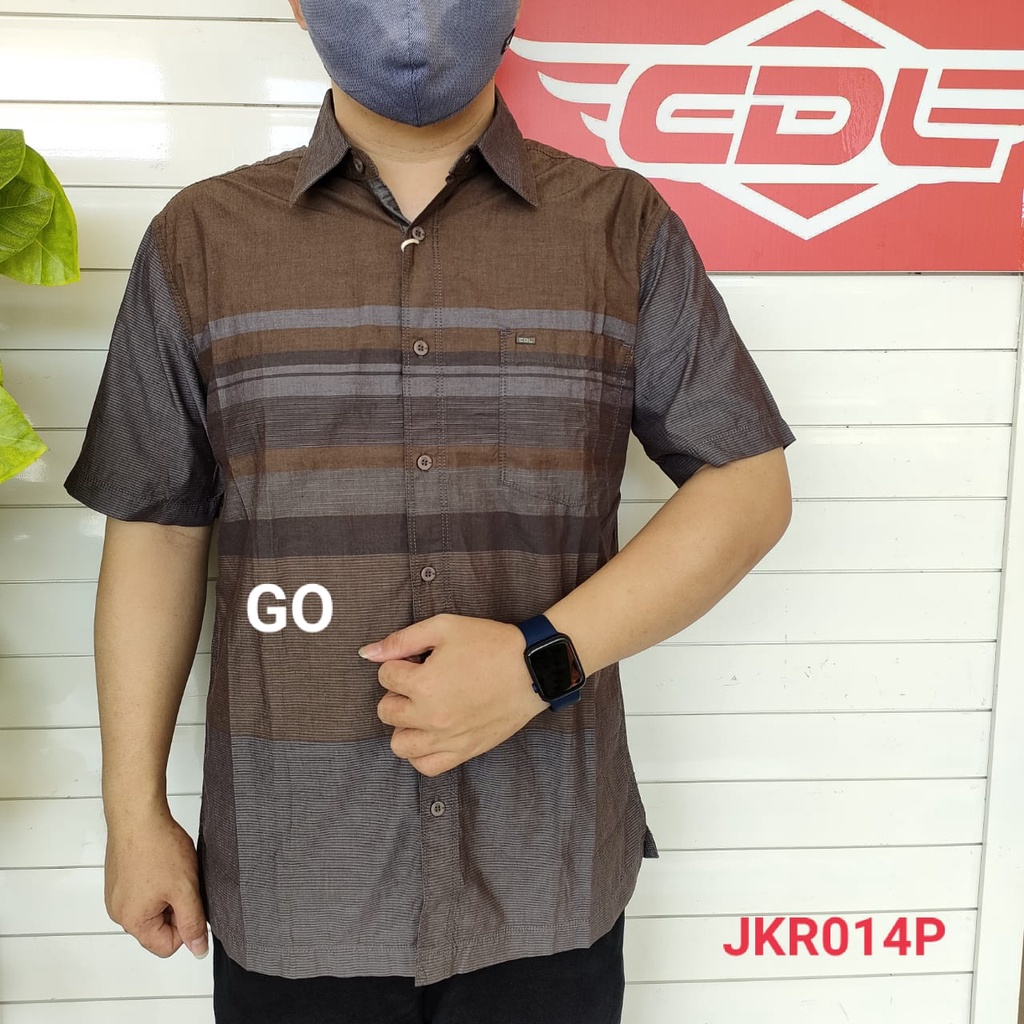 gof KSJ CDL By (CARDINAL) KEMEJA Pakaian Pria Kemeja Hem Casual Reguler Lengan Pendek Garis Distro Original