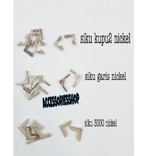 

[KODE 8P6TE] Siku kupu² garis polos nikel/siku yasin/sudut buku/siku agenda-1gross