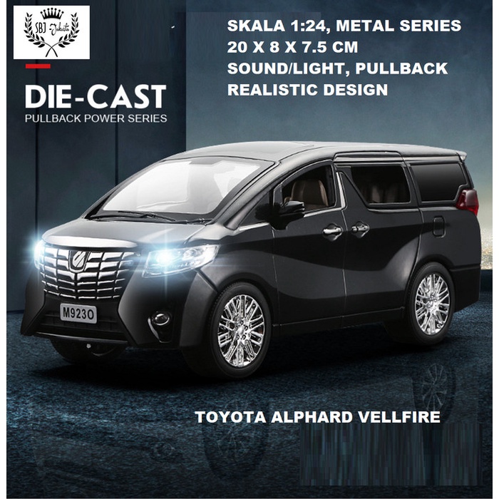 COD Diecast Miniatur Mobil Toyota Alphard Vellfire Skala 1:24 Metal Series - Hitam TERBATAS