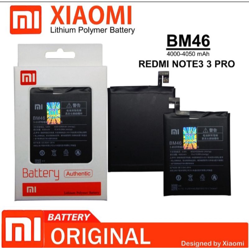 Baterai Battery Batu Batrai Batre Handphone Xiaomi Redmi Note 3 Note 3 Pro BM46 Original