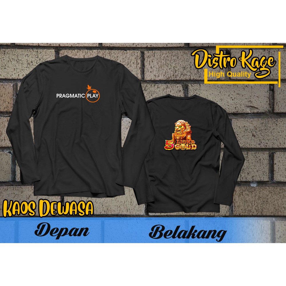 Baju Kaos Pria Db  Game Slot Pragmatic Play 5Lions Gold logo Ukuran Dewasa Unisex Cotton Combed 30s 