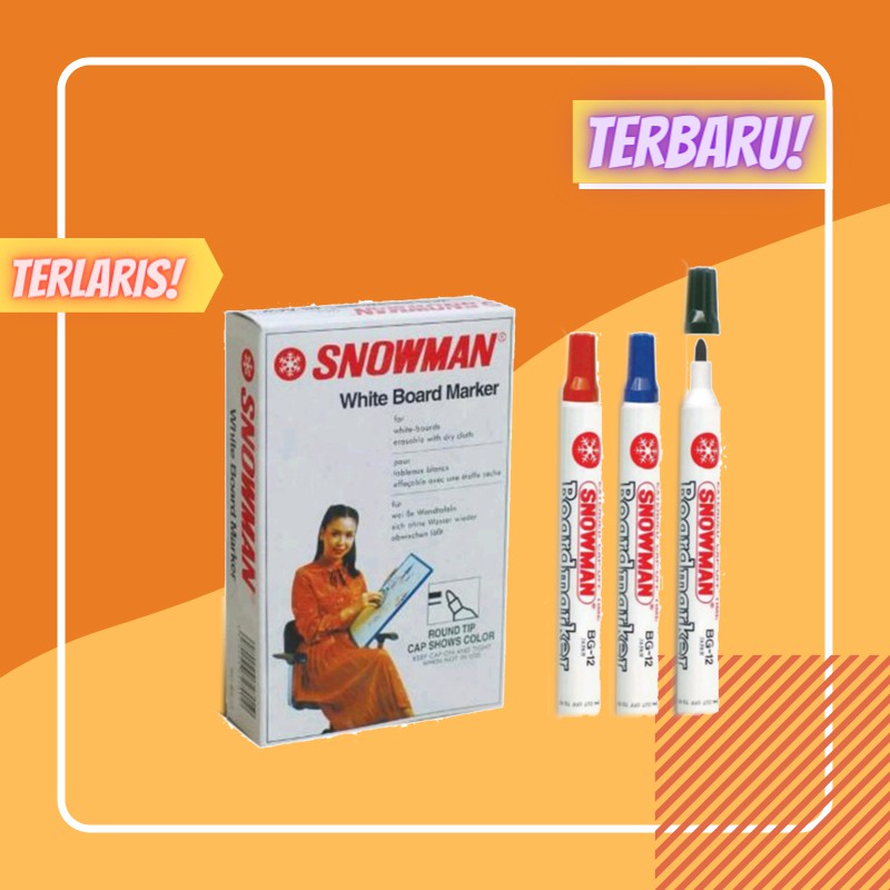 

Snowman Whiteboard Marker BG-12 1Lusin (12Pcs) / ANUGERAH ILMU