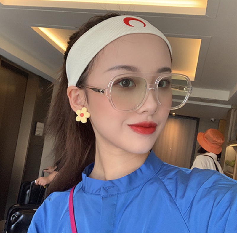 (YUZHU) COD New Fashion Aviator Kacamata Transparan INS Retro Oversized Frame Kacamata Anti Biru