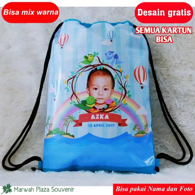 

Tas Custom Ulang Tahun Ransel Serut Goodie Bag Ultah Anak