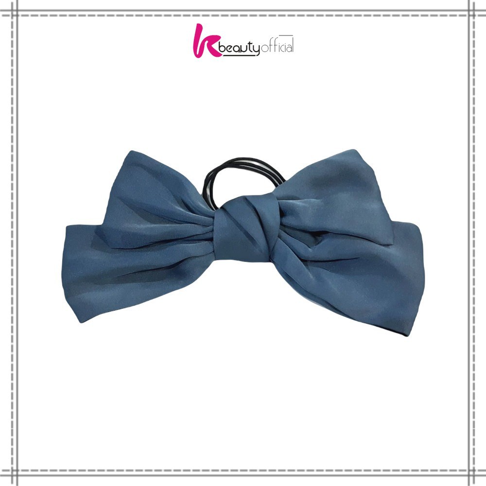 KB-C160 Ikat Rambut Pita Besar Kuncir Rambut Hairband Aksesoris Wanita Kunciran Rambut Korea Style-PITA BIRU ABU