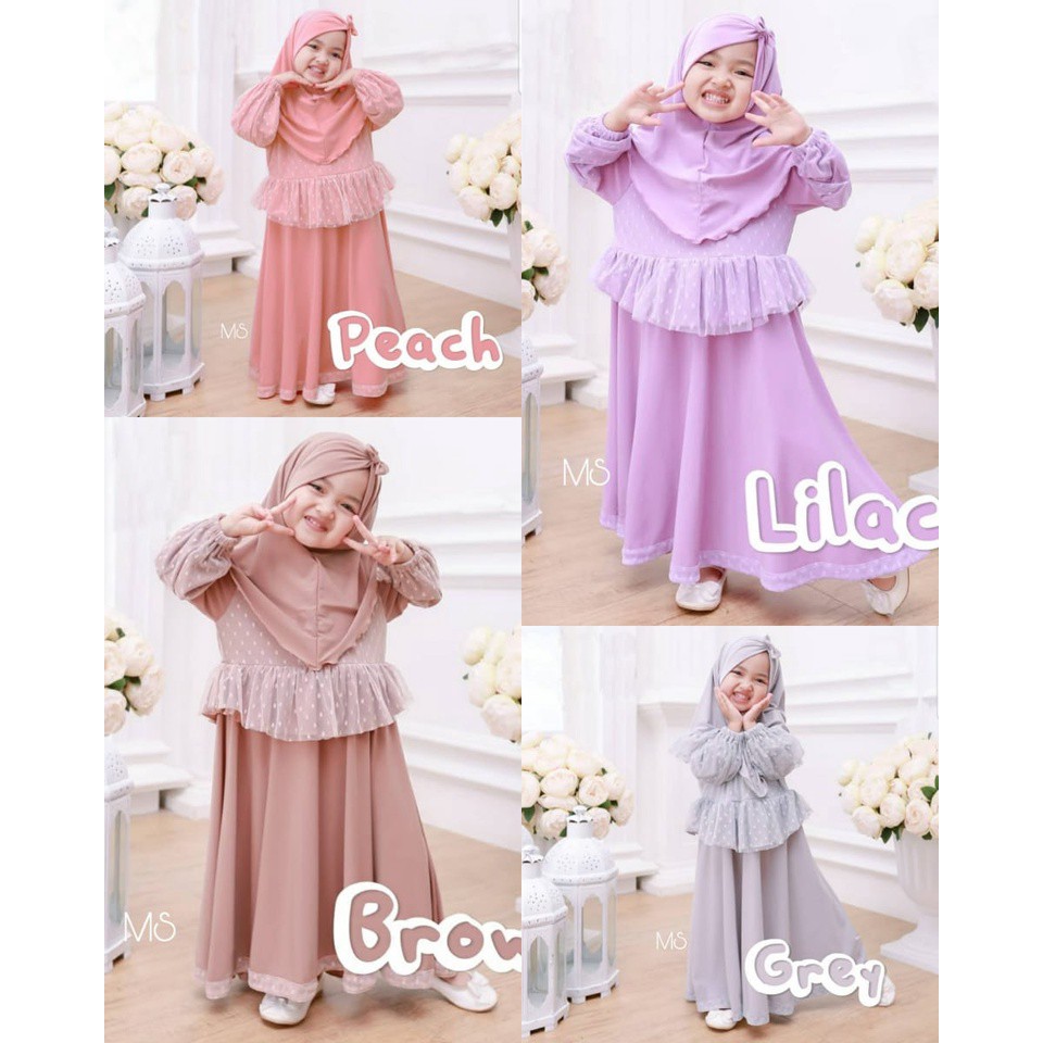 GAMIS TILE DOT ANAK 3-5TH GAMIS ANAK/SYARI KID/Cindy Kid SYARI TULLE DOT/SET SYARI GAMIS