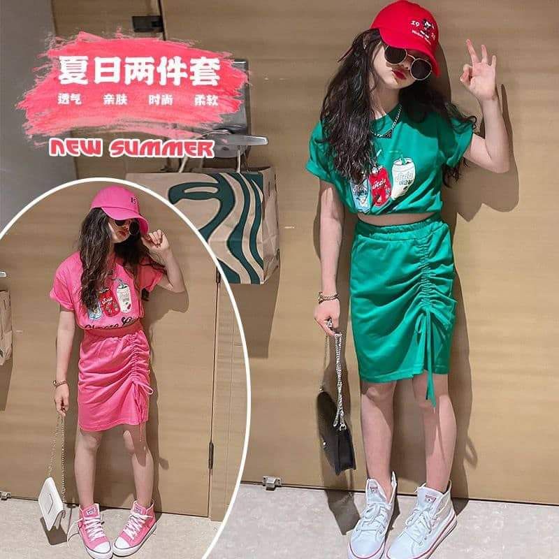 setelan rok anak perempuan import 5 tahun - 13 tahun abg remaja setelan rok pendek anak perempuan se