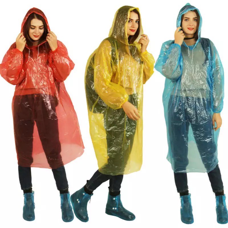 JAS HUJAN PLASTIK SEKALI PAKAI / JAS HUJAN PONCHO DISPOSABLE EMERGENCY RAINCOAT