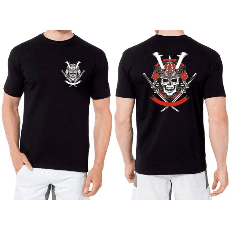 NEL-FASHION LENGAN PENDEK KAOS PRIA/KAOS DISTRO/T-SHRIT RONIN SKULL SAMURAI FIT L-XL