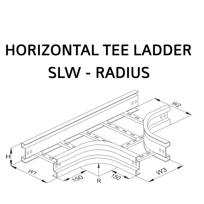 Horizontal Tee Ladder SLW Radius W100 x H100 x R150, 300, 450, 600 HDG Plat 1,8mm