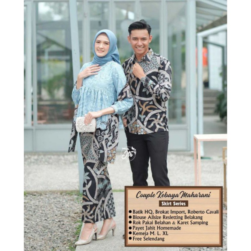 Cuci Gudang Set Batik Tradisional Couple Kebaya Brukat Glitter Hq / Kemeja Batik Pria Katun Primis Hq RLKBNDKU5mrQM9
