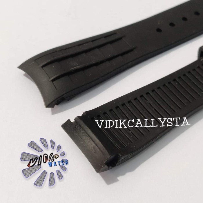 STRAP TALI JAM TANGAN CURVED RUBBER 22MM HITAM LUG ROLEX 22 MM