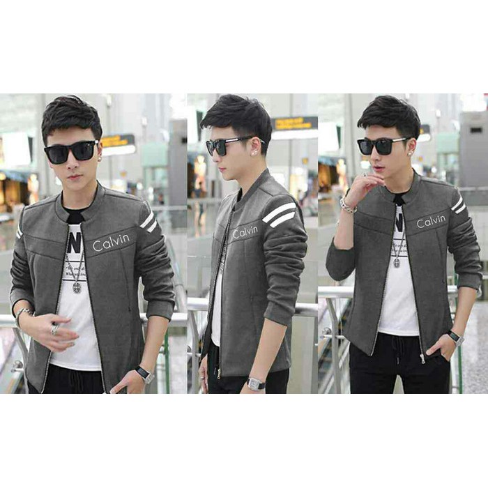 jacket business casual jacket sports Jaket Calvin Line Shoulder Dark Grey 62MKO